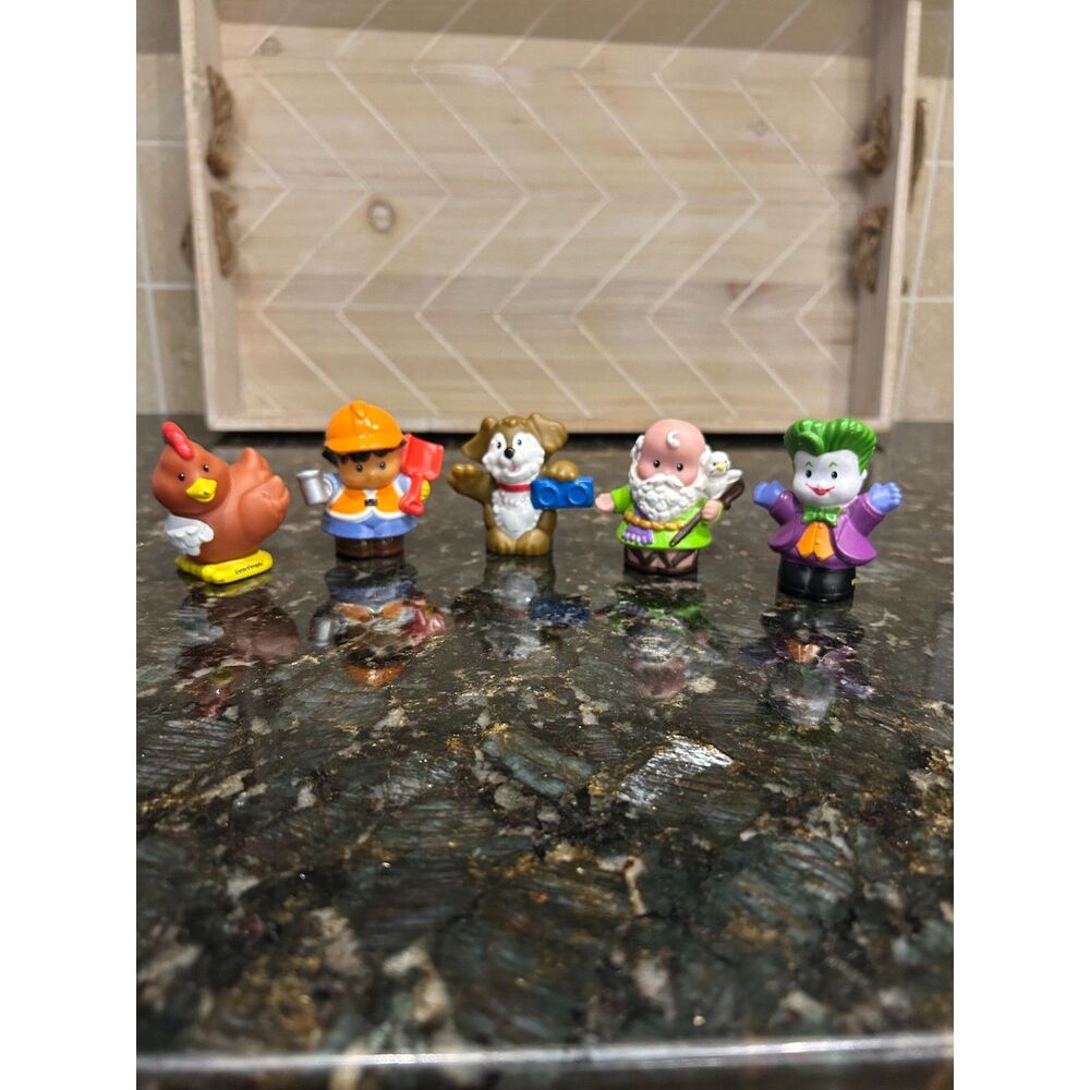 Fisher-Price Little People Figures Lot 5pc Noah's Ark Joker Construction Chicken